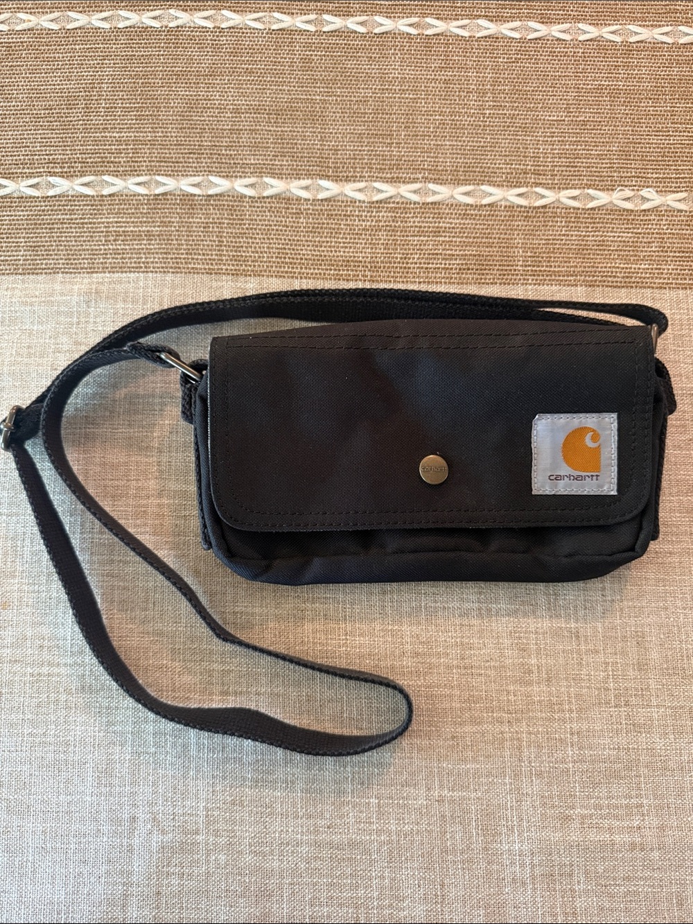 Carhartt Black Shoulder Belt Bag with Gold Logo Patch
